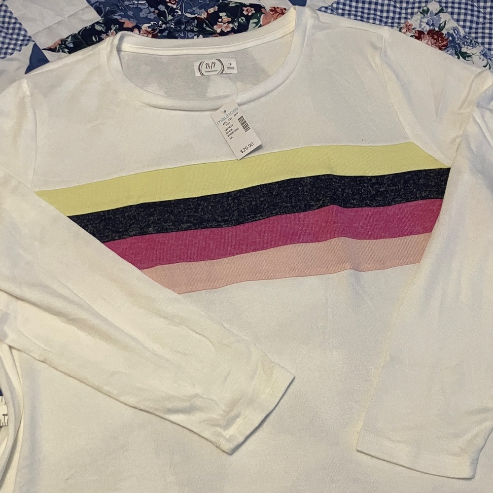 Maurices Long Sleeve Tee with Colorful Stripes